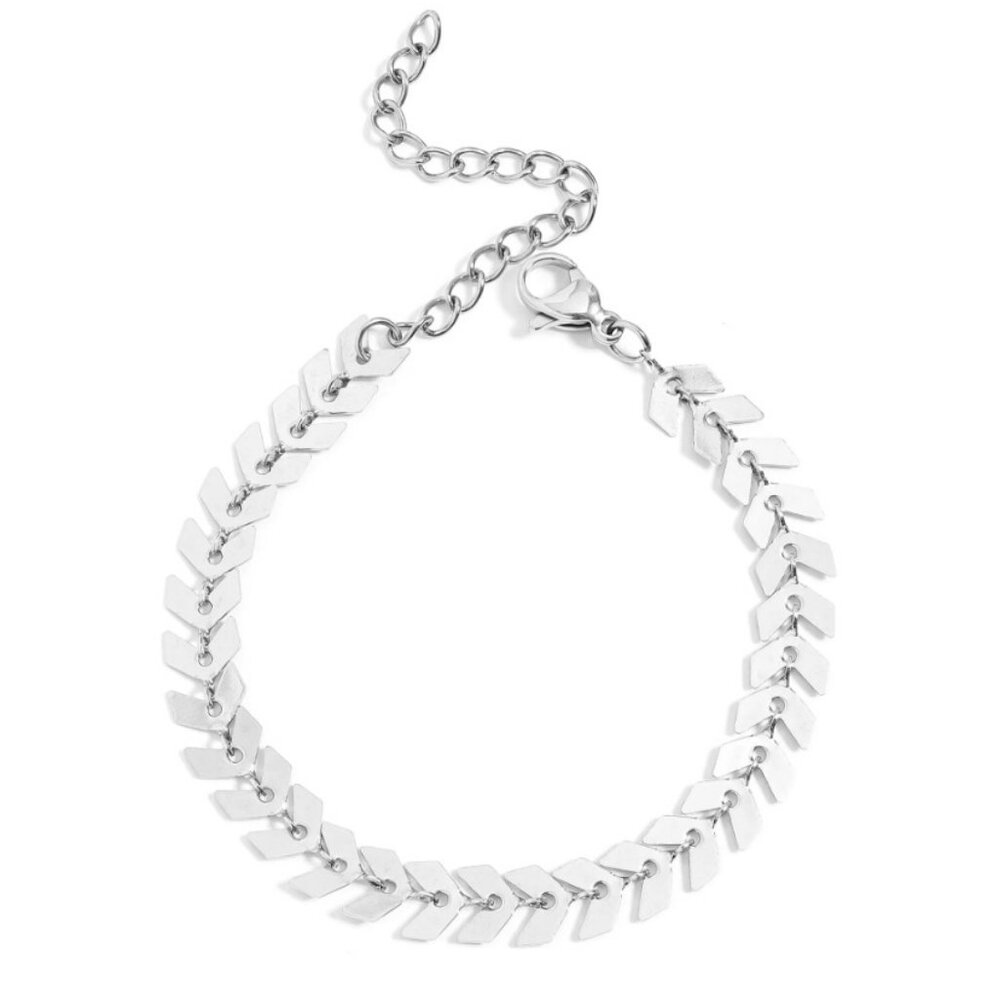 Silver Herringbone V-Link Bracelet – Water & Tarnish-Resistant & Hypoallergenic